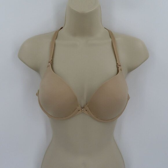 Lily of France 34B Solid Beige Your Perfect T Shirt Bra Rhinestone Wire Lined - Picture 13 of 13